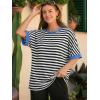 imageATHMILE Womens Oversized T Shirts Summer Tops Spring Casual Loose Fit Workout Short Sleeve 2026 Beach VacationStriped Black  White