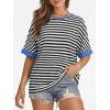 imageATHMILE Womens Oversized T Shirts Summer Tops Spring Casual Loose Fit Workout Short Sleeve 2026 Beach VacationStriped Black  White