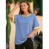 imageATHMILE Womens Oversized T Shirts Summer Tops Spring Casual Loose Fit Workout Short Sleeve 2026 Beach VacationStriped Blue  White