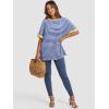 imageATHMILE Womens Oversized T Shirts Summer Tops Spring Casual Loose Fit Workout Short Sleeve 2026 Beach VacationStriped Blue  White