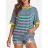 imageATHMILE Womens Oversized T Shirts Summer Tops Spring Casual Loose Fit Workout Short Sleeve 2026 Beach VacationStriped Pink  Green