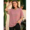 imageATHMILE Womens Oversized T Shirts Summer Tops Spring Casual Loose Fit Workout Short Sleeve 2026 Beach VacationStriped Red  White