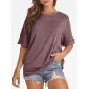 imageATHMILE Womens Oversized T Shirts Summer Tops Spring Casual Loose Fit Workout Short Sleeve 2026 Beach VacationWine Red