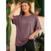 imageATHMILE Womens Oversized T Shirts Summer Tops Spring Casual Loose Fit Workout Short Sleeve 2026 Beach VacationWine Red