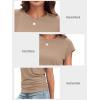 imageATHMILE Womens Summer Tops Cap Sleeve Ruched Tshirts Business Casual Crewneck Trendy Outfits Basic Fashion Dressy ClothesKhaki