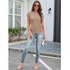 imageATHMILE Womens Summer Tops Cap Sleeve Ruched Tshirts Business Casual Crewneck Trendy Outfits Basic Fashion Dressy ClothesKhaki