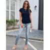 imageATHMILE Womens Summer Tops Cap Sleeve Ruched Tshirts Business Casual Crewneck Trendy Outfits Basic Fashion Dressy ClothesNavy Blue