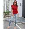 imageATHMILE Womens Summer Tops Cap Sleeve Ruched Tshirts Business Casual Crewneck Trendy Outfits Basic Fashion Dressy ClothesRed
