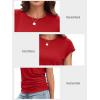 imageATHMILE Womens Summer Tops Cap Sleeve Ruched Tshirts Business Casual Crewneck Trendy Outfits Basic Fashion Dressy ClothesRed