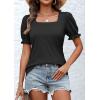 imageATHMILE Womens Summer Tops Square Neck Dressy Casual Blouses Ruffle Sleeve Cute Spring Beach Vacation CausalBlack