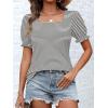 imageATHMILE Womens Summer Tops Square Neck Dressy Casual Blouses Ruffle Sleeve Cute Spring Beach Vacation CausalBlackstripe