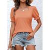 imageATHMILE Womens Summer Tops Square Neck Dressy Casual Blouses Ruffle Sleeve Cute Spring Beach Vacation CausalCoral