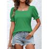 imageATHMILE Womens Summer Tops Square Neck Dressy Casual Blouses Ruffle Sleeve Cute Spring Beach Vacation CausalGreen
