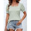 imageATHMILE Womens Summer Tops Square Neck Dressy Casual Blouses Ruffle Sleeve Cute Spring Beach Vacation CausalGreenstripe