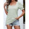 imageATHMILE Womens Summer Tops Square Neck Dressy Casual Blouses Ruffle Sleeve Cute Spring Beach Vacation CausalGreenstripe