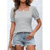 imageATHMILE Womens Summer Tops Square Neck Dressy Casual Blouses Ruffle Sleeve Cute Spring Beach Vacation CausalGreystripe