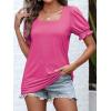 imageATHMILE Womens Summer Tops Square Neck Dressy Casual Blouses Ruffle Sleeve Cute Spring Beach Vacation CausalHot Pink