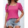 imageATHMILE Womens Summer Tops Square Neck Dressy Casual Blouses Ruffle Sleeve Cute Spring Beach Vacation CausalHot Pink