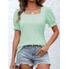 imageATHMILE Womens Summer Tops Square Neck Dressy Casual Blouses Ruffle Sleeve Cute Spring Beach Vacation CausalMint Green