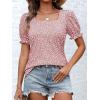 imageATHMILE Womens Summer Tops Square Neck Dressy Casual Blouses Ruffle Sleeve Cute Spring Beach Vacation CausalPink Dot