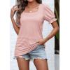 imageATHMILE Womens Summer Tops Square Neck Dressy Casual Blouses Ruffle Sleeve Cute Spring Beach Vacation CausalPinkstripe