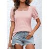 imageATHMILE Womens Summer Tops Square Neck Dressy Casual Blouses Ruffle Sleeve Cute Spring Beach Vacation CausalPinkstripe