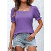 imageATHMILE Womens Summer Tops Square Neck Dressy Casual Blouses Ruffle Sleeve Cute Spring Beach Vacation CausalPurple