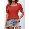 imageATHMILE Womens Summer Tops Square Neck Dressy Casual Blouses Ruffle Sleeve Cute Spring Beach Vacation CausalRed
