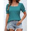 imageATHMILE Womens Summer Tops Square Neck Dressy Casual Blouses Ruffle Sleeve Cute Spring Beach Vacation CausalTeal
