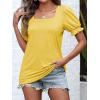 imageATHMILE Womens Summer Tops Square Neck Dressy Casual Blouses Ruffle Sleeve Cute Spring Beach Vacation CausalYellow