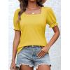 imageATHMILE Womens Summer Tops Square Neck Dressy Casual Blouses Ruffle Sleeve Cute Spring Beach Vacation CausalYellow