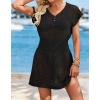 imageATHMILE Womens Swimsuit Cover Up 2026 Short Sleeve V Neck Crochet Bathing Suit Beach Dress Summer Bikini Cover upsBlack