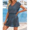 imageATHMILE Womens Swimsuit Cover Up 2026 Short Sleeve V Neck Crochet Bathing Suit Beach Dress Summer Bikini Cover upsDeep Teal