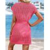 imageATHMILE Womens Swimsuit Cover Up 2026 Short Sleeve V Neck Crochet Bathing Suit Beach Dress Summer Bikini Cover upsHot Pink