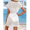 imageATHMILE Womens Swimsuit Cover Up 2026 Short Sleeve V Neck Crochet Bathing Suit Beach Dress Summer Bikini Cover upsWhite
