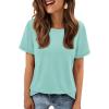 imageATHMILE Womens T Shirt Summer Tops Short Sleeve Fashion School Teachers Clothes 2026 Spring Beach Vacation TrendyAqua