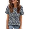 imageATHMILE Womens T Shirt Summer Tops Short Sleeve Fashion School Teachers Clothes 2026 Spring Beach Vacation TrendyBlueflower