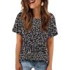 imageATHMILE Womens T Shirt Summer Tops Short Sleeve Fashion School Teachers Clothes 2026 Spring Beach Vacation TrendyGreyleopard