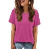 imageATHMILE Womens T Shirt Summer Tops Short Sleeve Fashion School Teachers Clothes 2026 Spring Beach Vacation TrendyHot Pink