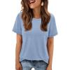 imageATHMILE Womens T Shirt Summer Tops Short Sleeve Fashion School Teachers Clothes 2026 Spring Beach Vacation TrendyIce Blue