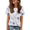 imageATHMILE Womens T Shirt Summer Tops Short Sleeve Fashion School Teachers Clothes 2026 Spring Beach Vacation TrendyWhiteblueflower