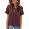 imageATHMILE Womens T Shirt Summer Tops Short Sleeve Fashion School Teachers Clothes 2026 Spring Beach Vacation TrendyWine Red