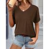 imageATHMILE Womens T Shirts 2026 Short Sleeve VNeck Shirts Cute Fit Summer Casual Tee Tops SXXLBrown