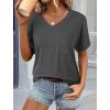 imageATHMILE Womens T Shirts 2026 Short Sleeve VNeck Shirts Cute Fit Summer Casual Tee Tops SXXLDark Gray