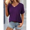 imageATHMILE Womens T Shirts 2026 Short Sleeve VNeck Shirts Cute Fit Summer Casual Tee Tops SXXLPurple
