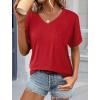 imageATHMILE Womens T Shirts 2026 Short Sleeve VNeck Shirts Cute Fit Summer Casual Tee Tops SXXLRed