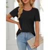 imageATHMILE Womens T Shirts Short Sleeve Summer Tops Pleated Dressy Casual Blouses Spring Clothes Beach Vacation 2026Black