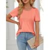 imageATHMILE Womens T Shirts Short Sleeve Summer Tops Pleated Dressy Casual Blouses Spring Clothes Beach Vacation 2026Coral