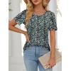 imageATHMILE Womens T Shirts Short Sleeve Summer Tops Pleated Dressy Casual Blouses Spring Clothes Beach Vacation 2026Floralblue
