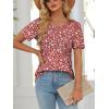 imageATHMILE Womens T Shirts Short Sleeve Summer Tops Pleated Dressy Casual Blouses Spring Clothes Beach Vacation 2026Red Apricot Floral
